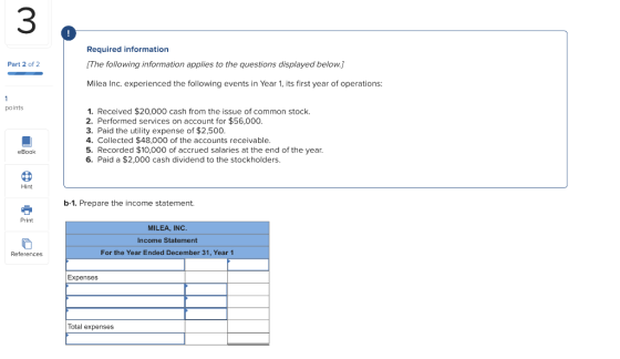 m Required information The following information applies to the questions displayed below.] Part 2 of 2 1 Milea Inc. experien