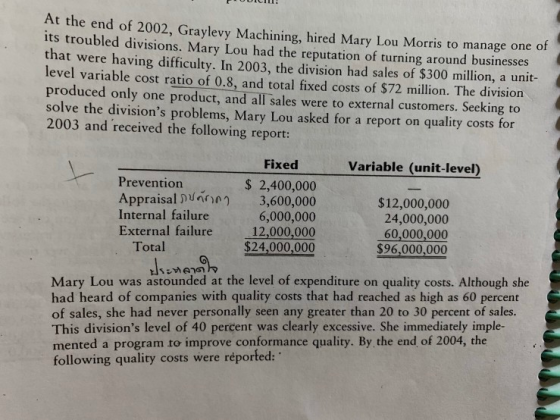FUDICI! nition At the end of 2002, Graylevy Machining, hired Mary Lou Morris to manage one of its troubled divisions. Mary Lo