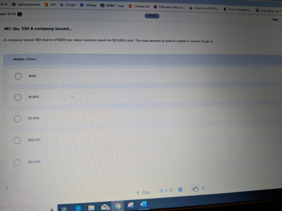 lightningnewtabAIO Google Settings I MMM - Login Colonial Lifte aps 10 12 6 Help MC Qu. 130 A company issued... A company iss