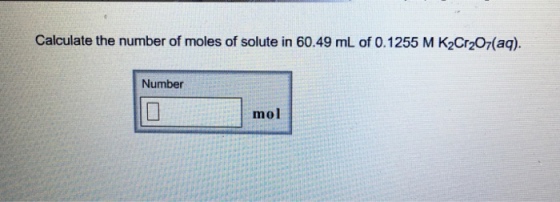 Calculate the number of moles of solute in 60.49 m