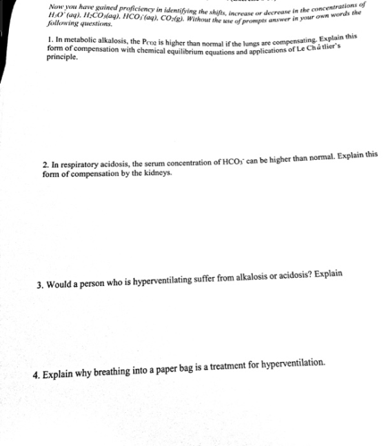Now you have guined proficiency in identifying the shifts, increase or decrease HO(ay). H.CO.(aq). HCO; (aq). CO2(g). Withou