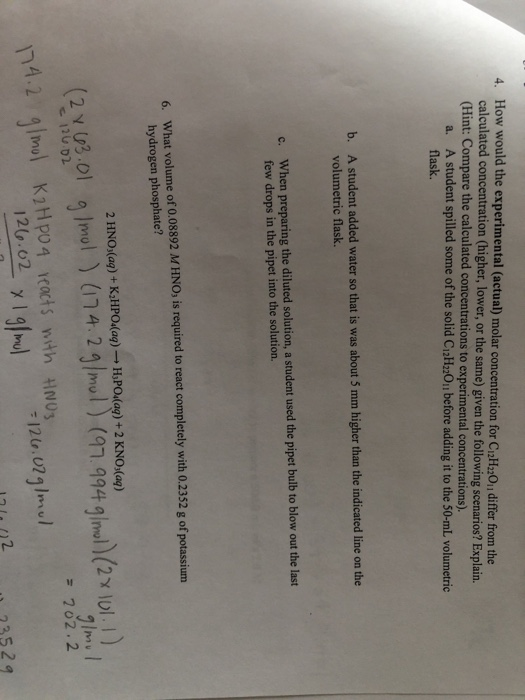 4. How would the experimental (actual) molar concentration for C12H20 differ from the calculated concentration (higher, lower