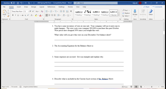 AutoSave Off 2020 Spring Mid Term Compatibility Mode - Word Search Ekta 02 X Share Comments File Home Insert Draw Design Layo