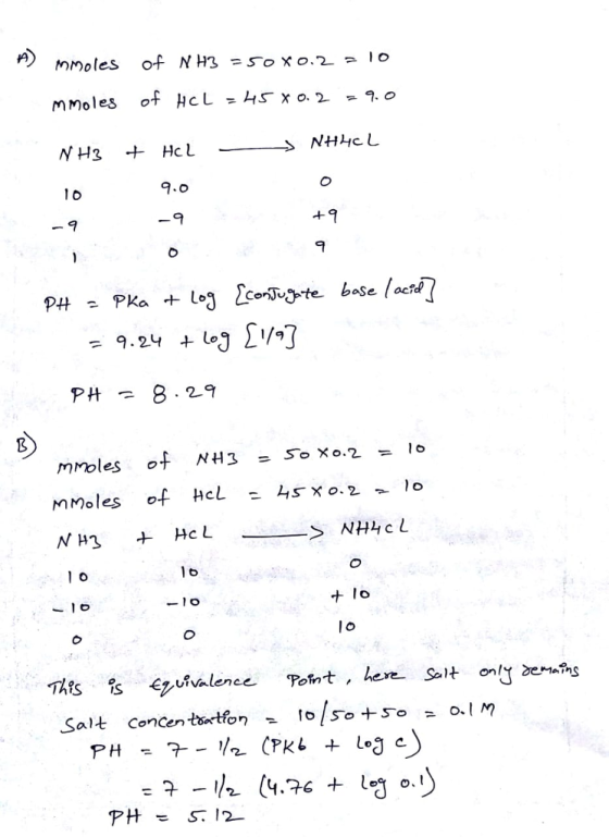 moles of NH3 =so xo.2 10 NH3 + HcL MMoles of Hcl