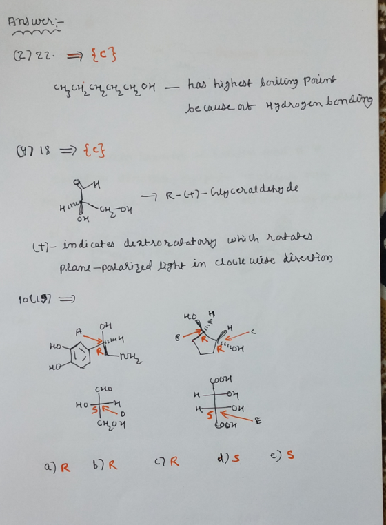 AMuwer (2722. c has highest boniing Paurt be cause at Hgdrogen bomding Cךןs 7 R-L4)-Cyceratduhy de Ct)-im di cates duatrorata