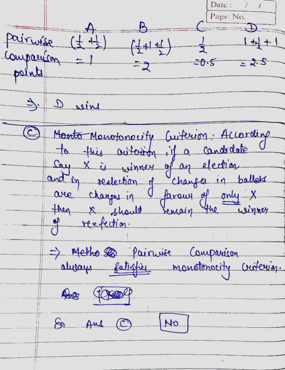 Date : Page No. ) pairwise (2 t) (11) comparison at points 0.5 2.5 J. b wins © Mentor Monotonouity Guiterion fillorating to t