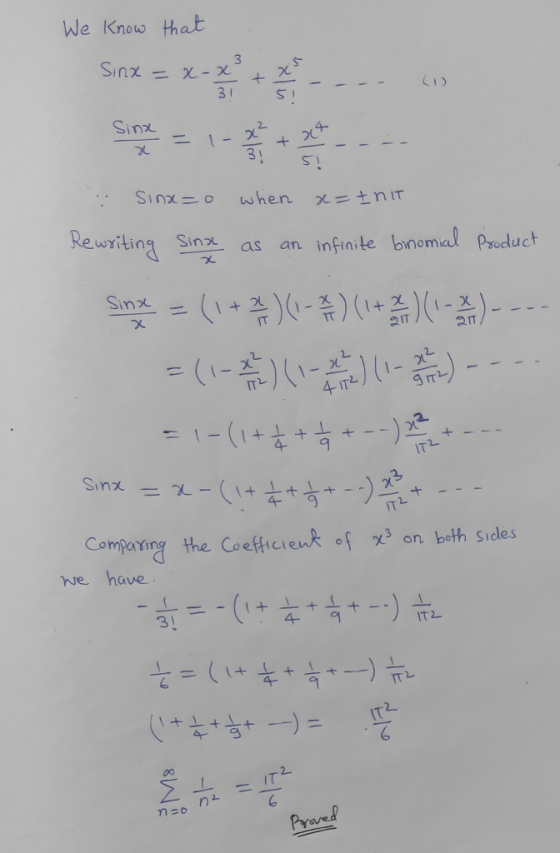 We know that Sinx = x-x+ ---- : Sinx=0 when a=Init Rewriting Sinx as an infinite binomial Product Sn = (1 + 1 ) ( x ) = (1- 2