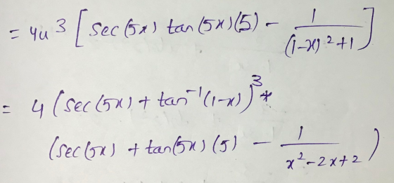 2f = 4u3 [ sec (x) tan (5+3(5) - 1824 ] = 4 (sec (5x) + tan ng (sec ou + tantu) (3) - 2042) 2xt 2