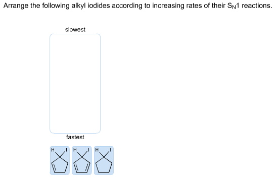 Arrange the following alkyl iodides according to i