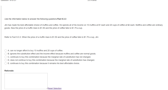 QueSLUIT IB UI 21 2.U PUNILS Use the information below to answer the following questions. Fact 9.3.3 Jim has made his best af