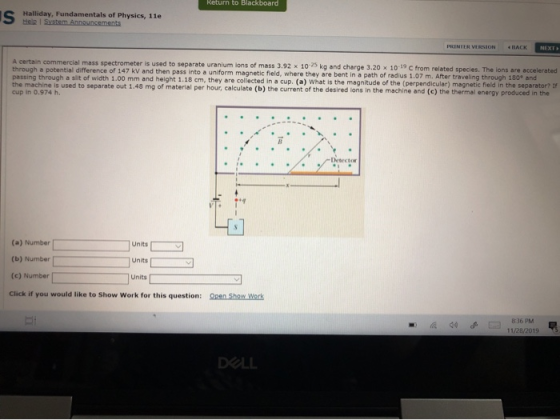 Return to Blackboard Halliday, Fundamentals of Physics, 11e Help System Announcements PRINTER VERSION RACK NEXT A certain com