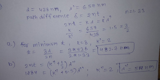 path diff erence &2mt 6.5 다 2. a) for minimum R-3, K느 2 2 n