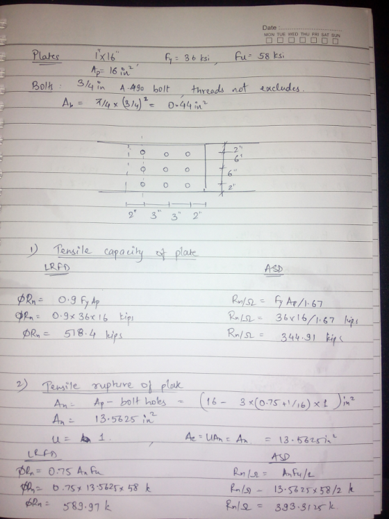 Date MON TUE WED THU FRI SAT SUN Fu: 58 ks lk in A 4 bolt threads not axcludes ( w A, x(314) 0-44 i 1 2 9 3 3 2 Temtle capauity plake LRP 2 Tenile up A-bolt hoes ко ~ b.75メ13-5125メ58 k 393 31 k