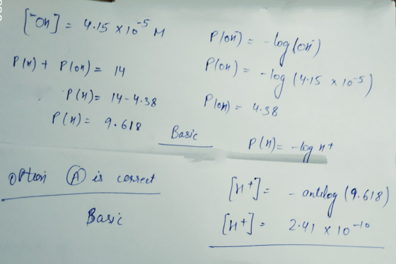 E Fon] = 4.15x155 m Plon) = -loglon) P (4) + Plon)= 14 P (1)= 14-4.38 Plon) = -log 1415 V = -log (4:15 216-5) 5 1 Plom) = 4.3