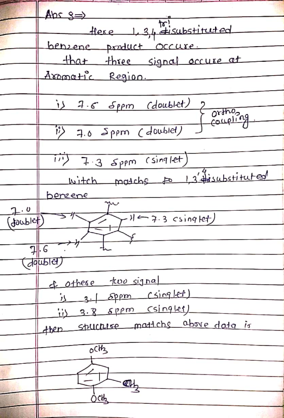 -Abs =) to! Here de 3,4 Sisubstituted benzene ponduct Occure. that three signal occure et Aromatic Region 2 ortho, coupling i