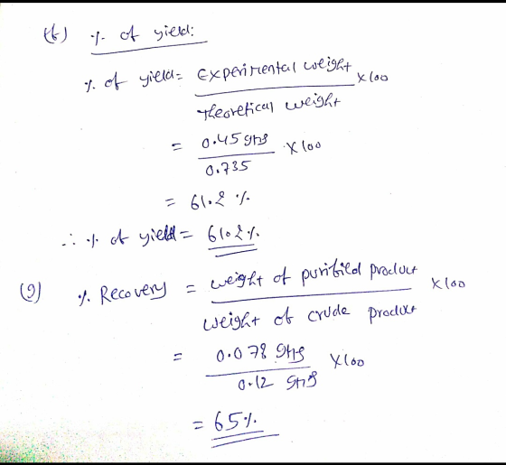 c ielel . c yielCxperirmenta( oeight earetica wesht 0.735 egt ot punibial produr Recovery weisht ct cru de Proct 0.07 9h -651