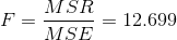 F=\frac{MSR}{MSE}=12.699