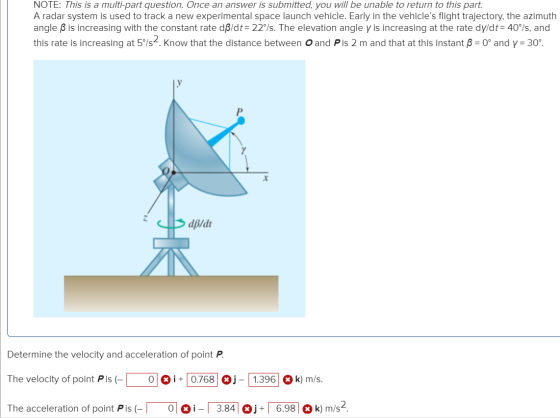 NOTE: This is a multi-part question. Once an answer is submitted, you will be unable to return to this part. A radar system i