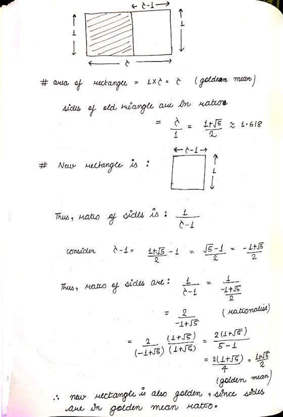 F :-1-→ et-> # area of rectangle - 1X0 = (goldean mean) sides of old tueangle aui in ratione - § = 1115 zo .618 E -1+ # Nere