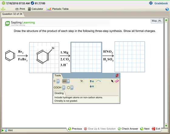 Draw the structure of the product of each step in