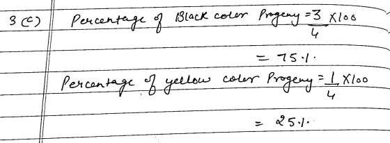 30) Percentage of Black color Progeny = 3 xloo 4 15.1 Percentage of yellow coler Progeny = 1 Xloo 4 = 25.4