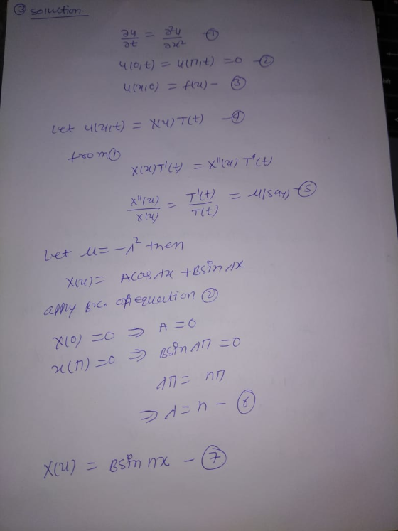 SOIuction 410t)= 47t) o 4010)3f(U)- Let ulut) x(u) Tit) xy then vet u- appy Bc of euetion A O