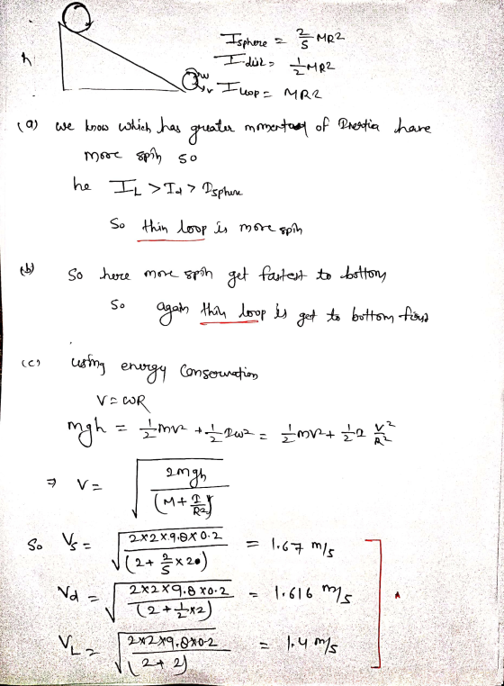 Isphere 3 MR? I disks IMR2 ou you I hop= MR2 a) we know which has greater momento ay of Dreatica hare more spin so he I> Id>