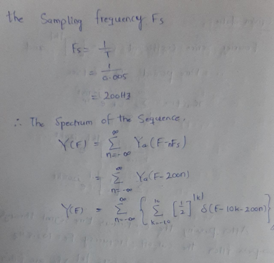 the Sampling frequny fse G.O0S E200H3 The Spectum of the Sequence YCE Ya(FFs) OO YaCE-200n) Ik) E SCE- 1ok-20on) k-Lo He