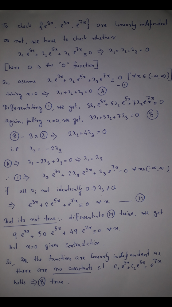 To fe3x, esx are 3x 2, e 52 al + + 1 e 7a 31 a,e e5a assume +aze А 52 7a B check 2,27x} linearly independent or not, we have