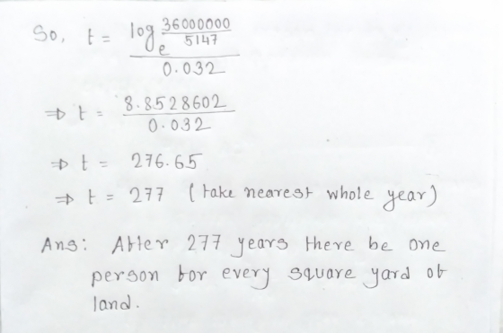 so t = logo 5147 36000000 5147 e 0.032 ta 8.8528602 0.032 + t = 276.65 t = 277 ( Fake nearest whole year) Ansi Aher 277 years