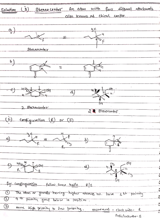 An atom ith our difpont atachm Solution ) 8tenee anter also Icnows as chiral entro. C H Stureoconter oh. HD -Str 2 Stereo(snt