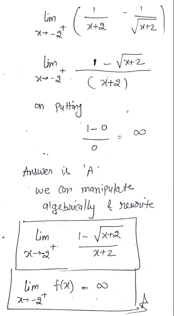 lim 1-2 + 1+2 4+2 H-2 lim √x+2 + H-2 ( xital Putting 1 - 0 Q 1) A Answer is we can manipulate algebrically & rewrite lim I-