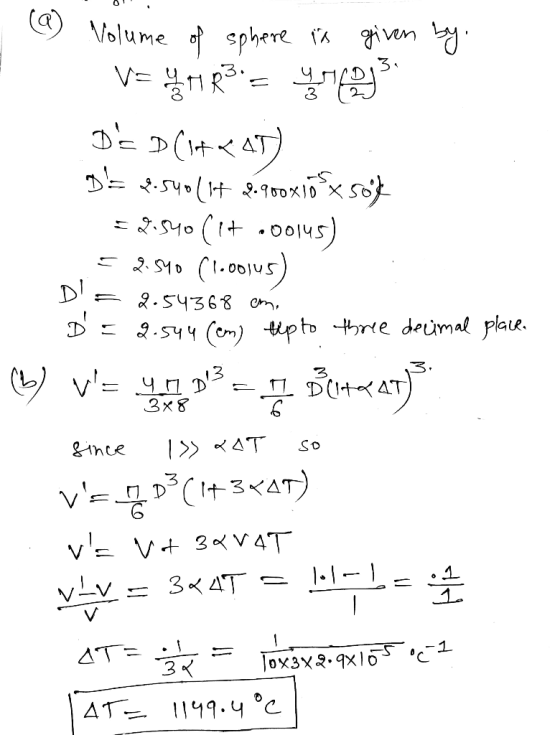 (a) Volume of sphere is given by. V= Mp3:= yes D= D(14<41) D= 2.540/17 2.900xió*x sok =7:540(17 .00145) = 2.540 (1.00u5) D
