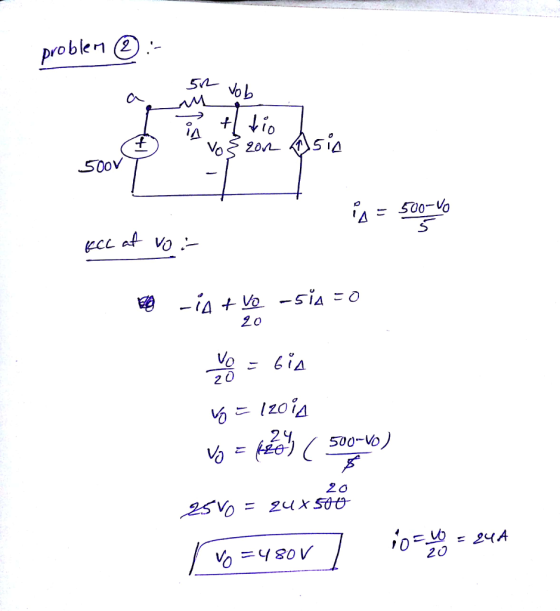problern 2 . Sun. 500V 2 0 24 2O