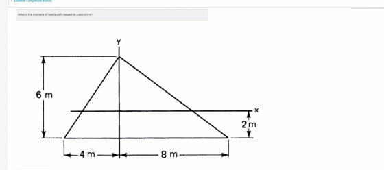 Question Completion Status: What is the moment of inertia with respect to y-axis (m^4)? у 6 m 2 m 4 m 8 m ---