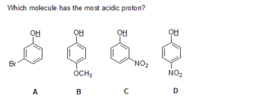 Which molecule has the most acidic proton? NO2 Осн. А