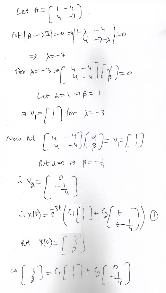 Let A=( 4 ) Put (A-72) = 0 - 2 - 0 5 *=-3 for A=-34p =17 (2=0 Let 2=178=1 *v-{I for X=-3 now at [us 171 * )=-=[!] - Put 250 7