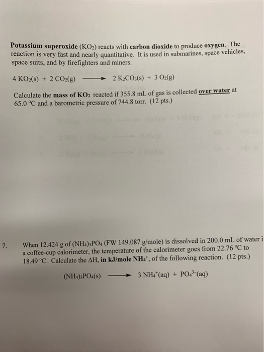 Potassium superoxide (KO2) reacts with carbon dioxide to produce oxygen in reaction is very fast and nearly quantitative. It