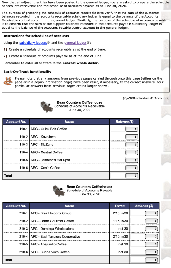 Now that all adjusting entries have been posted to the general ledger, you are asked to prepare the schedule of accounts rece