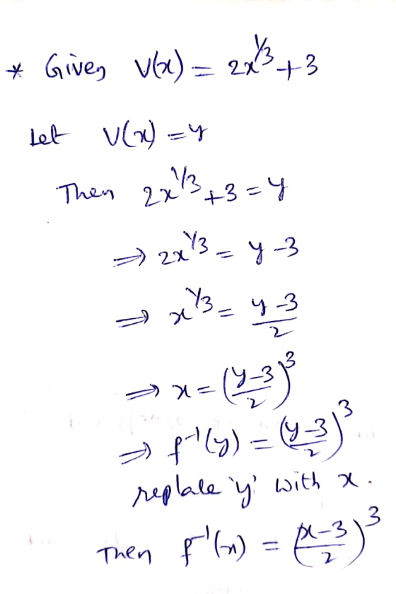 Give va) 2x3+3 Then 2x 3 = 7 21/33 4-3 3 f) = -3} ° ruplale y with x p-3 3 Then