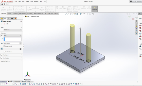 Insert Tools Window Help Sketch2 of 2M* > Search Commands BS SOLIDWORKS File Edit View o Pan Referenc... Curves Instant3D Swe