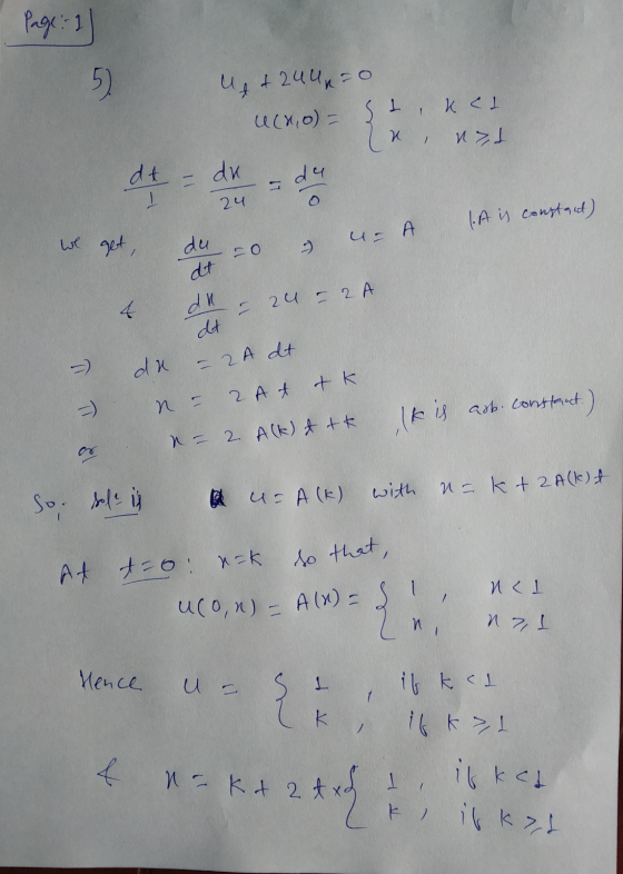 Page: 1 5) ut 2440=0 ucro) = stk cl x, und du du dt 24 l. A is constand) we get, du ur A -o dt 4 - 24 – 2 A dt du - 2A dt n -