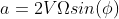 a = 2VI2sin()