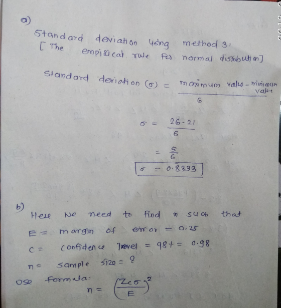 sd deviahon yang method g± tand ar L The empi) ca sue normal dishbuhon] der, ation Cơ) -maximum valW-min, man Vale 6 σ= 26-21