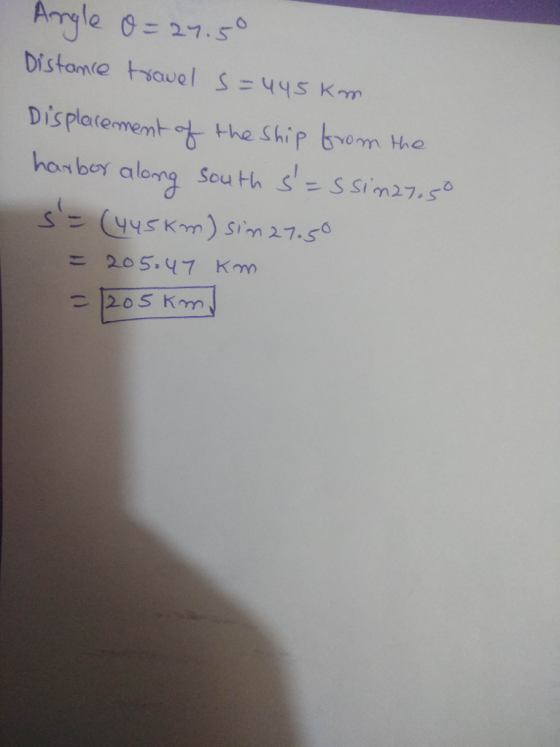 Distano t.saual S =44 sk.m Displatement t the Ship bvom the