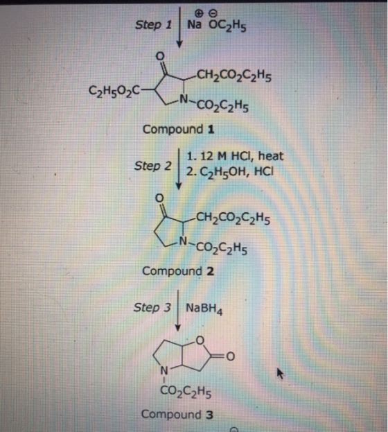Step 1 Na OC2H5 0 C2H502C -CH2CO2C2H5 N-co CzHs Compound 1 Step 2 1. 12 M HCI, heat 2. C2H5OH, HCI -CH2C02C2H5 N-co_C2H5 Comp