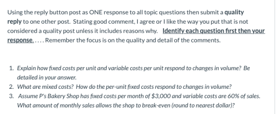 Using the reply button post as ONE response to all topic questions then submit a quality reply to one other post. Stating goo