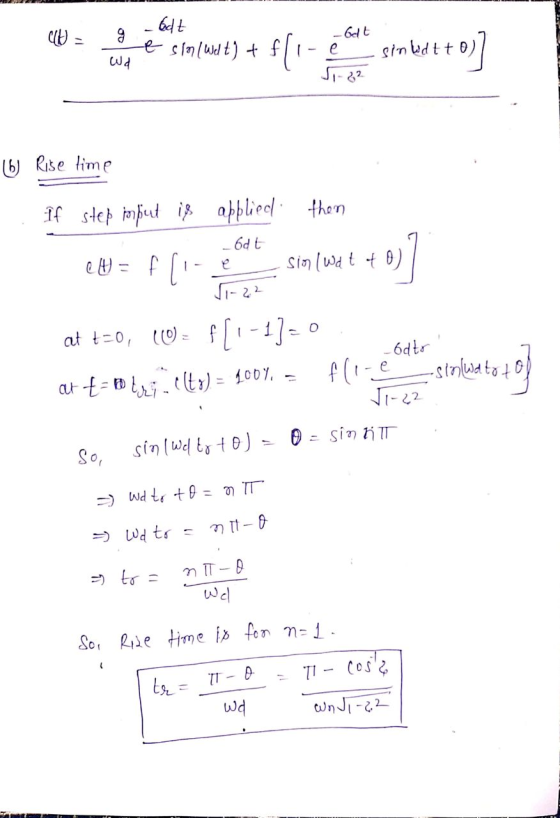 CH g Edt e sin (welt) + f -belt е sin lidtto) ولا S1-22 (6) Rise time If step input is applied then 6dt ey = f(! f e sin (wat