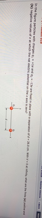 LILIN PRINTER VERSION BACK NECE In the figure particles with charges 91 +le and 92 -13e are fixed in place with a separation