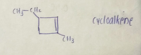 CH₃CH2 C on Cyclcalkede cycloalkene CH₃